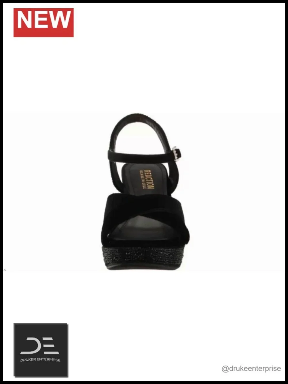 Faux Leather Platform Sandals Ankle Strap Block Heel Round Toe